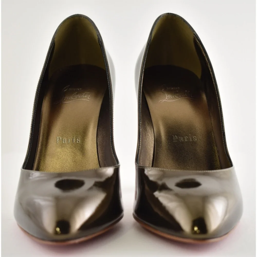 Christian Louboutin Fannylove 100 Bronzo Brown Metallic Leather Heel Pump 40.5